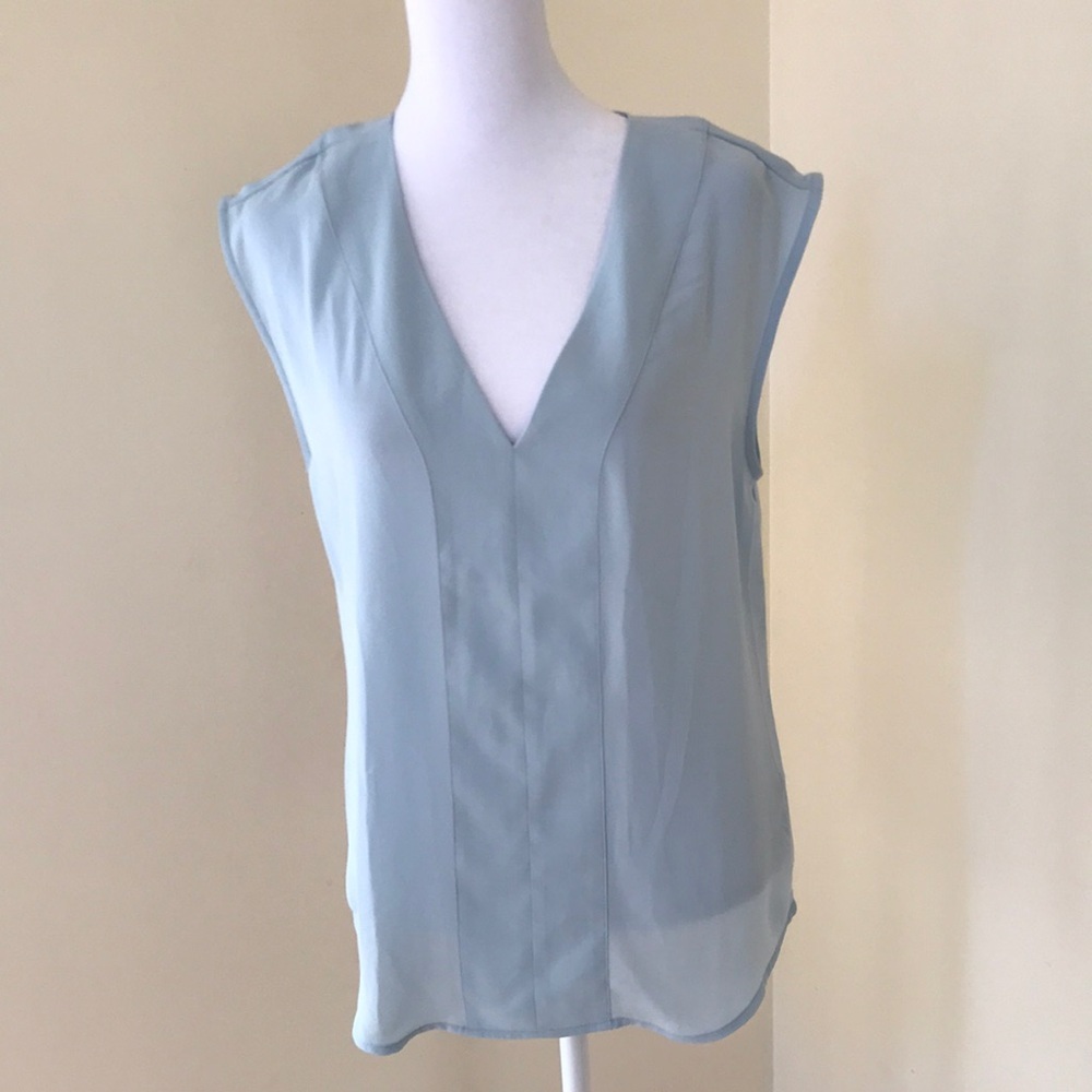 New! J.Crew small light blue crepe v neck top.